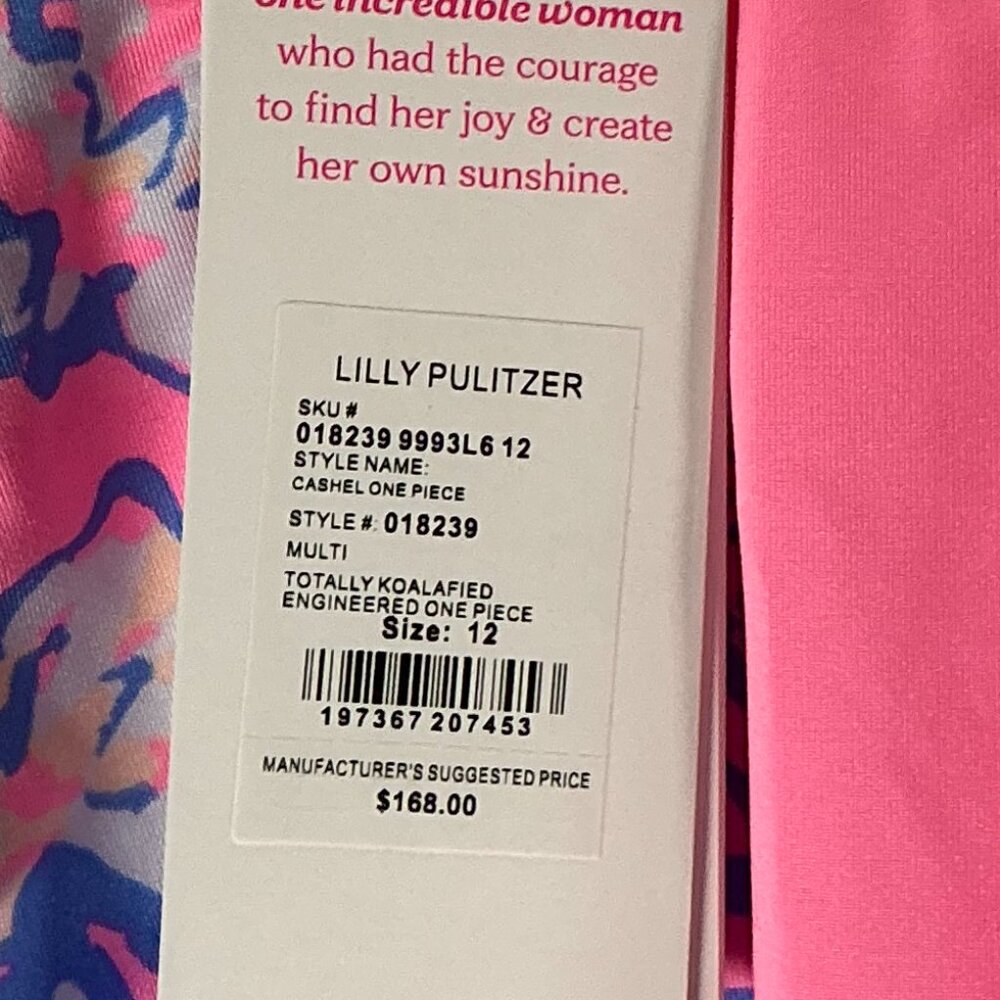 NWT Lilly Pulitzer Standard Cashel Women's Size 12 Pink/Blue One-Piece Swimsuit - Picture 3 of 4